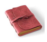 Leather Journal Notebook 4.8x6.5 Inches, Genuine Leather Journals for Writing, Retro Premium Planner, Lined Diary Vintage Style, Ideal for Women and Men, Artists, Travelers, Red