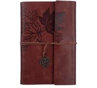 Leather Journal Notebook, A5 Refillable Recycled Leather Bound Personal Diary, 100GSM Paper Travel Journals Gifts, Retro Spiral Notebook for Women Men Teenager Diary Writing Gifts (Red Brown)