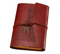 Leather Journal Notebook, Travel Journal, Refillable Journal with Kraft Plain Paper for Writing, Notes, Sketch Book, Personal Diary, Beautiful Gift Box for Women Girls, Vintage, A6, Brown