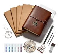 Leather Journal Refillable Notebook Travel Journal Notebook Travel Diary Handmade Passport Travelers Journal with in 4 Notebook Inserts Pen Holder, Binder Clip for Men and Women Inserts Pen Holder