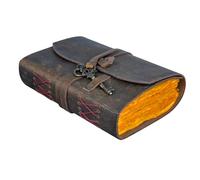 Leather Journal with Deckle Edge Paper 7x5 | Handmade Vintage Writing Notebook with Key | Bound Daily Notepad for Men Women | Grimoire Sketchbook | Spell Book | Travel Journal | Diary Gift
