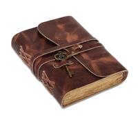 Leather Journal with lined Deckle Edge Paper 8x6 inch Vintage Key/Handmade Writing Notebook Diary/Bound Daily Notepad for Men & Women Medium, Sketch/Writing pad, for Artists