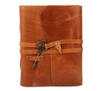 Leather Journal with lined Deckle Edge Paper 8x6 inch Vintage Key/Handmade Writing Notebook Diary/Bound Daily Notepad for Men & Women Medium, Sketch/Writing pad, for Artists