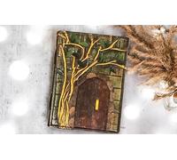 Leather Journal with Unlined Deckle Edge Paper Vintage Door/Handmade Writing Notebook Diary/Bound Daily Notepad for Men & Women Medium, Sketch/Writing pad, for Artists (7 x 5, Metallic Brown)