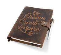 Leather Journals for Women for Writing - Inspirational Journal Refillable - Moonster Handmade Leather Bound Journal Cover - Vintage Travel Leather Notebook Journal, 320 Lined Pages A5 with Luxury Pen