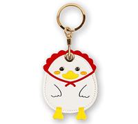 Leather Keychain Case Holder Compatible with Apple AirTag, GPS Airtag Keychain Finder Tracker with Key Ring, Anti-Scratch Protective Air Tag Cover for Keys, Wallet(Red White Chicken)