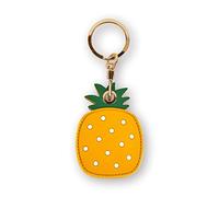 Leather Keychain Case Holder Compatible with Apple AirTag, GPS Airtag Keychain Finder Tracker with Key Ring, Anti-Scratch Protective Air Tag Cover for Keys, Wallet(Pineapple)