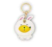 Leather Keychain Case Holder Compatible with Apple AirTag, GPS Airtag Keychain Finder Tracker with Key Ring, Anti-Scratch Protective Air Tag Cover for Keys, Wallet(Lemon Rabbit)