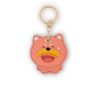 Leather Keychain Case Holder Compatible with Apple AirTag, GPS Airtag Keychain Finder Tracker with Key Ring, Anti-Scratch Protective Air Tag Cover for Keys, Wallet(Banana Dog)