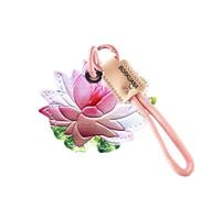 Leather Keychain Holder Case Compatible with AirTag,Cute Protective Cover with Keyring and Lanyard,Anti-Scratch Finder GPS Tracker Case for Wallet Keys,Bag,Pets(Lotus)