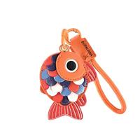 Leather Keychain Holder Case Compatible with AirTag,Cute Protective Cover with Keyring and Lanyard,Anti-Scratch Finder GPS Tracker Case for Wallet Keys,Bag,Pets,Backpack(Red Fish)