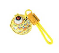Leather Keychain Holder Case Compatible with AirTag,Cute Protective Cover with Keyring,Anti-Scratch Finder GPS Tracker Case for Wallet Keys,Bag,Pets(Fish Yellow A)