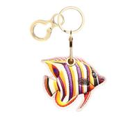 Leather Keychain Holder Case Compatible with AirTag,Cute Protective Cover with Keyring,Anti-Scratch Finder GPS Tracker Case for Wallet Keys,Bag,Pets(Fish 9)
