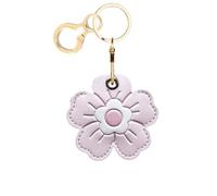 Leather Keychain Holder Case Compatible with AirTag,Cute Protective Cover with Keyring,Anti-Scratch Finder GPS Tracker Case for Wallet Keys,Bag,Pets(Pink Flower)