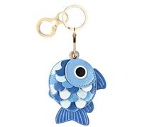 Leather Keychain Holder Case Compatible with AirTag,Cute Protective Cover with Keyring,Anti-Scratch Finder GPS Tracker Case for Wallet Keys,Bag,Pets(Goldfish D)