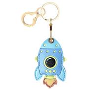 Leather Keychain Holder Case Compatible with AirTag,Cute Protective Cover with Keyring,Anti-Scratch Finder GPS Tracker Case for Wallet Keys,Bag,Pets,Backpack(Rocket Green)