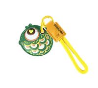 Leather Keychain Holder Case Compatible with AirTag,Cute Protective Cover with Keyring,Anti-Scratch Finder GPS Tracker Case for Wallet Keys,Bag,Pets(Fish Green A)