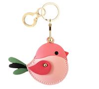 Leather Keychain Holder Case Compatible with AirTag,Cute Protective Cover with Keyring,Anti-Scratch Finder GPS Tracker Case for Wallet Keys,Bag,Pets(Bird D)