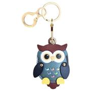 Leather Keychain Holder Case Compatible with AirTag,Cute Protective Cover with Keyring,Anti-Scratch Finder GPS Tracker Case for Wallet Keys,Bag,Pets,Backpack(Owl Green)