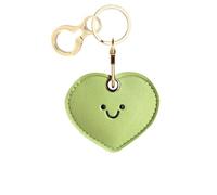 Leather Keychain Holder Case Compatible with AirTag,Cute Protective Cover with Keyring,Anti-Scratch Finder GPS Tracker Case for Wallet Keys,Bag,Pets,Backpack(Green Heart)