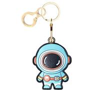 Leather Keychain Holder Case Compatible with AirTag,Cute Protective Cover with Keyring,Anti-Scratch Finder GPS Tracker Case for Wallet Keys,Bag,Pets,Backpack(Astronaut Green)