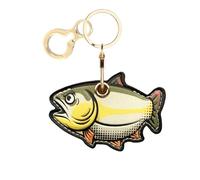 Leather Keychain Holder Case Compatible with AirTag,Cute Protective Cover with Keyring,Anti-Scratch Finder GPS Tracker Case for Wallet Keys,Bag,Pets(Fish 2)