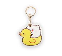 Leather Keychain Holder Case for Apple AirTag, Cute Airtag Holder GPS Tracker with Keychain Ring, Anti-Scratch Finder Air Tag Case Cover for Keys, Wallet(Duck)