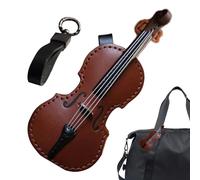 Leather Keychain, Tiny Violin Keychain, Jewelry Keychain, Backpack Keychain, Musical Instrument Pendant for Music Lovers