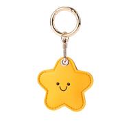 Leather Keyring Holder Case, Cute Protective Cover Compatible with Airtag Anti-Scratch GPS Tracker Case for Keys Backpack Wallet (Star Style)