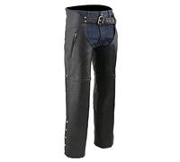 Leather King Zippered Thigh Pocket Chaps (Black, 10X-Large)