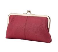 Leather Kiss Lock Coin Purse - PU Leather Wallet, Vintage Wallet | Chic Design Versatile Colors, The Collection of for Elegant Women Combines Style, Wine Red, riferimento alla