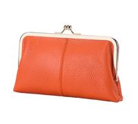 Leather Kiss Lock Coin Purse - PU Leather Wallet, Vintage Wallet | Chic Design Versatile Colors, The Collection of for Elegant Women Combines Style, Orange1, riferimento alla