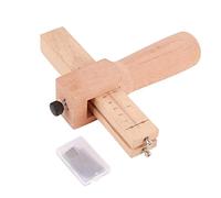 Leather Lace Cutter, Adjustable Leather Strip Cutting Tool with 5 Replaceable Blades, Stainless Steel and Beech Wood Hand Cutter for DIY Leathercraft Projects up to 10 cm