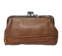 Leather Ladies Clasp Coin Purse by Oakridge 4 Colours Zipped Section Handy