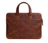 Leather Laptop Bag for 13-inch MacBook Pro & Air Handmade Full-Grain Leather Sleeve with Handles Slim Protective Carry Case (Oil-pullup Brown)