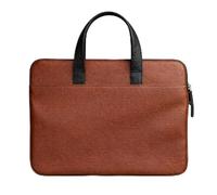 Leather Laptop Bag for 13-inch MacBook Pro & Air Handmade Full-Grain Leather Sleeve with Handles Slim Protective Carry Case (Brown with Black)