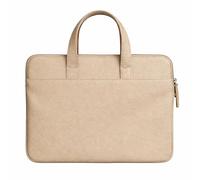 Leather Laptop Bag for 13-inch MacBook Pro & Air Handmade Full-Grain Leather Sleeve with Handles Slim Protective Carry Case (Beige)