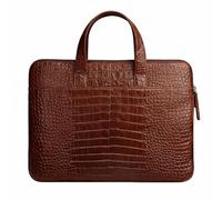 Leather Laptop Bag for 16-inch MacBook Pro Handmade Full-Grain Leather Sleeve with Handles Slim Protective Carry Case (Croco Brown)
