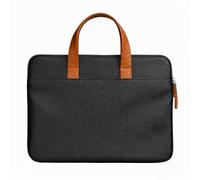 Leather Laptop Bag for 16-inch MacBook Pro Handmade Full-Grain Leather Sleeve with Handles Slim Protective Carry Case (Black with Brown)