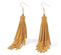 Leather Layered Tassel Earrings Boho - Lightweight Genuine Leather Fringe Earrings Dangle, Handmade Western Earrings for Women Cowgirl, Leather, No Gemstone