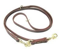 Leather Lead, 2.3 m, Two Dogs, Full Cowhide Leather, Long, Double Lead, Medium Dogs, Running Lead, Training Lead with Brass Hooks, Free Leads (2.3 m)