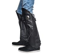 Leather Leg Cover Half Chaps | Zipper & Velcro Short Gaiter Stay Up Lined Windproof Leg Warmers Adjustable Concho & Fringes for Horse Riders, Protective Guard Bikers, Leg Gaiters for Women & Men 3X-4X