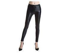 Leather Leggings for Women Faux Pants Leggings Stretch High Waisted Butt Lift Leather Pants Zip Open Crotch Pants Slim Fit Full Length Tight Y2K Punk Gothic Streetwear Festival Party (31-Black, XXL)