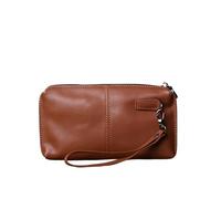 Leather Leisure Man with Long Purse Soft Leather Hand Zipper Money Chuck Layer Credit Card Bag Cell Phone Bag(Brown)