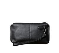 Leather Leisure Man with Long Purse Soft Leather Hand Zipper Money Chuck Layer Credit Card Bag Cell Phone Bag(Black)