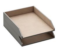 Leather Letter Tray, Thipoten Stackable Desk Organizer Holder for Office Supplies, Paper, File, Magazine, Perfect Office Organization for Desktop (Grey)