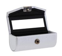 Leather Lipstick Case Holder Storage Box Mirror Purse Pocket Silver