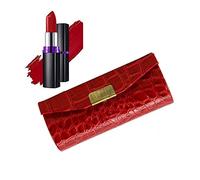 Leather Lipstick Organiser - Durable Waterproof Lipstick Holder with Button Closure, Makeup Mirror & Cosmetic Storage Kit for Women & Girls