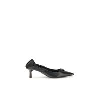 Leather Logo Pumps with Architectural Heel - female - Prada - Pumps - Black - 4 UK - Shoes 4 UK