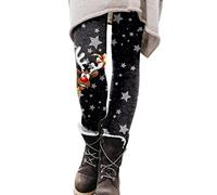 Leather Look Leggings Cartoon Santa Print Inside Leggings Boots Trousers Ladies Leggings Size 10, brown, M